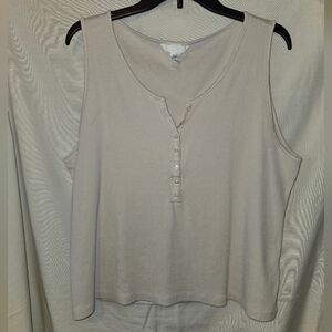 H&M Cream Sleeveless Tank Top With Button Detail Size XXL